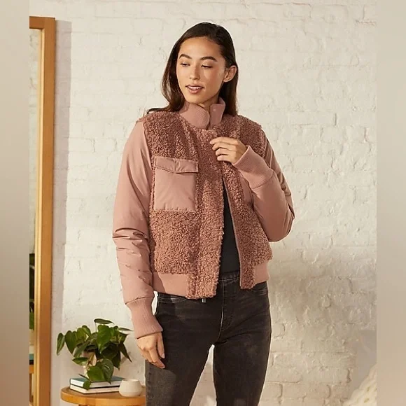 UpWest Pink Sherpa bomber Jacket new no tags UW1 - Picture 2 of 7